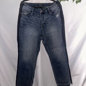 Judy Blue Dark Blue Straight Leg Jeans with dark blue Jean Side Seam